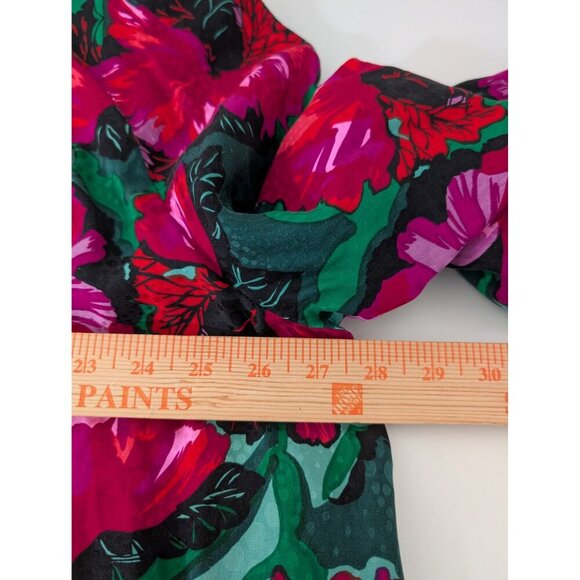 Vintage Evan Picone Silk Floral Jacket Womens Size 18 XL Green Open Cardigan - Picture 9 of 10